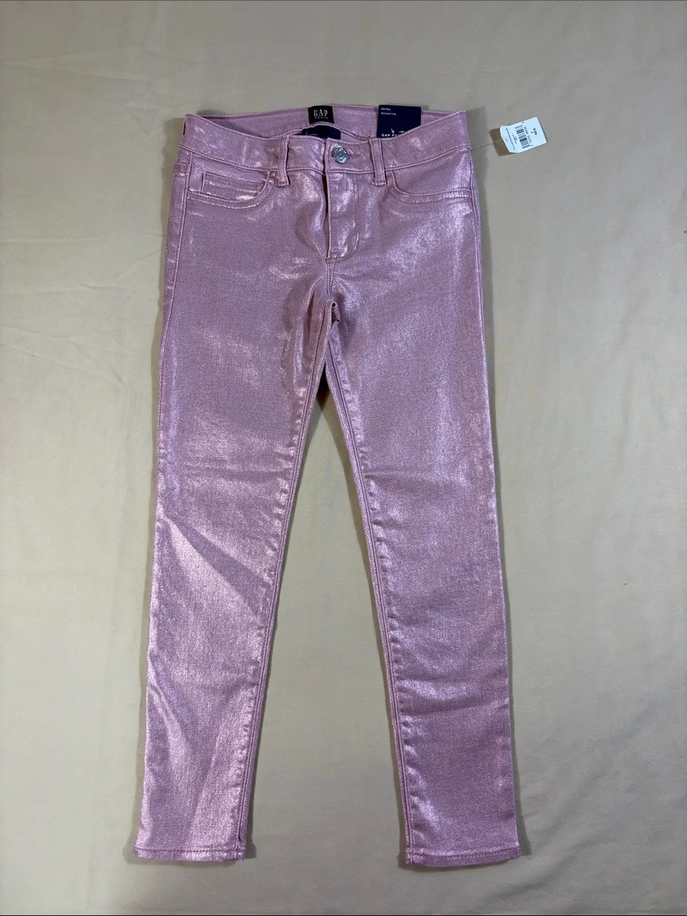 Gap Kids Girls Pink Metallic Coated High Stretch Jegging Size 7 Regular NWT